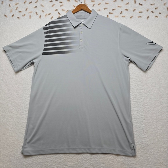 Callaway Golf Polo Shirt XXL Mens Gray Stripe Short Sleeve Athletic - Picture 2 of 12
